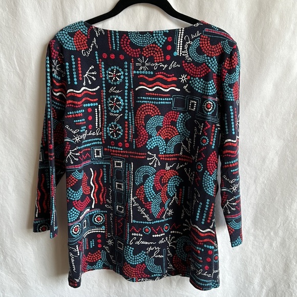Ruby Rd. vibrant print top with front beading, size M - Picture 4 of 6